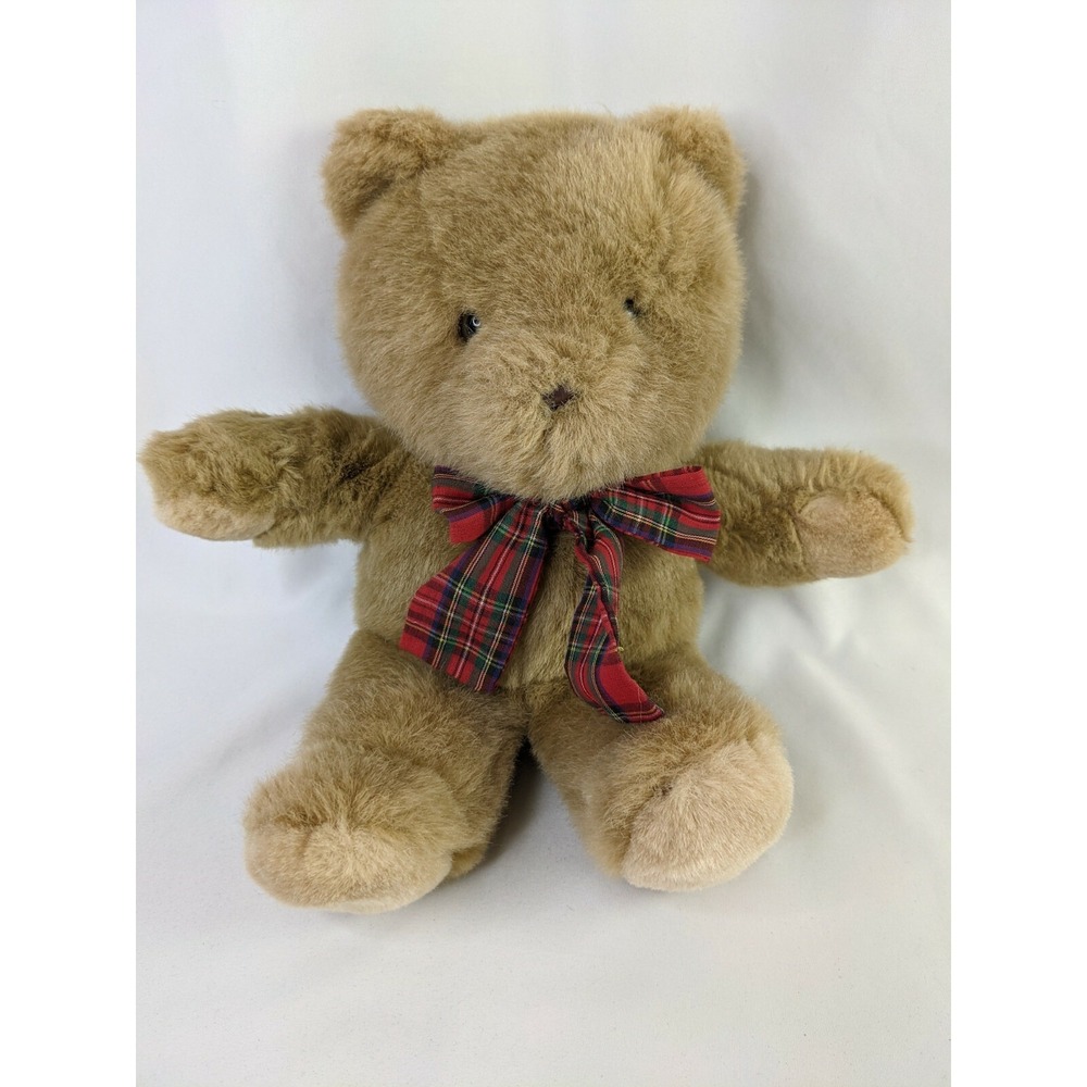 Brown Bear Plush 11.5 Inch Christmas Bow Stuffed Animal Toy